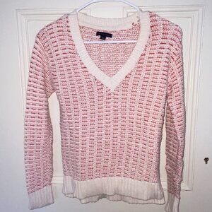 Tommy Hilfiger Knit Sweater Textured Cream & Red Knit Sweater